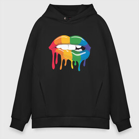 Мужское худи Oversize хлопок с принтом Rainbow Lips в городе Новоалтайск, френч-терри — 70% хлопок, 30% полиэстер. Мягкий теплый начес внутри —100% хлопок | боковые карманы, эластичные манжеты и нижняя кромка, капюшон на магнитной кнопке | art | erotic | kiss | lipstick | love | style | арт | брызги | губная | губы | зубы | капли | краска | любовь | подтеки | помада | потеки | поцелуй | прикусила | прикусывает | радуга | радужные | рисунок | стиль | чувства 