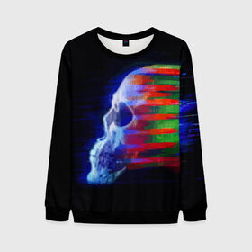 Мужской свитшот 3D с принтом Glitch skull в городе Новоалтайск, 100% полиэстер с мягким внутренним слоем | круглый вырез горловины, мягкая резинка на манжетах и поясе, свободная посадка по фигуре | color | glitch | paint | skull | vanguard | авангард | глитч | краска | цвет | череп