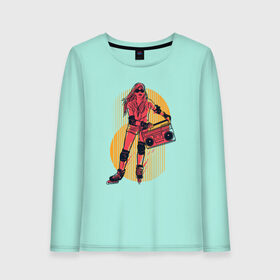 Женский лонгслив хлопок с принтом Roller Girl в городе Новоалтайск, 100% хлопок |  | 80s | 80е | 90s | 90е | fashion | miami | phone | retro | rollergirl | rollers | skate | style | vintage | винтаж | восьмидесятые | девочка | девушка | женщина | кассета | кассетный | магнитофон | мода | ретро | ролики | роллер | 