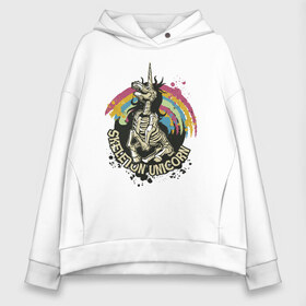 Женское худи Oversize хлопок с принтом Skeleton Unicorn в городе Новоалтайск, френч-терри — 70% хлопок, 30% полиэстер. Мягкий теплый начес внутри —100% хлопок | боковые карманы, эластичные манжеты и нижняя кромка, капюшон на магнитной кнопке | art | brains | cute | halloween | horror | horse | killer | rainbow | scary | vintage | zombie | арт | единорог | единорожка | зомби | иллюстрация | лошадь | милый | мозги | мрак | мрачная | плоть | радуга | ретро | скелет | страшный