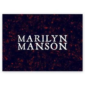 Поздравительная открытка с принтом MARILYN MANSON / М. МЭНСОН в городе Новоалтайск, 100% бумага | плотность бумаги 280 г/м2, матовая, на обратной стороне линовка и место для марки
 | logo | manson | marilyn | music | rock | группа | лого | логотип | логотипы | менсон | мерилин | мерлин | музыка | мэнсон | мэрилин | рок | символ