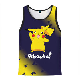 Мужская майка 3D с принтом ПИКАЧУ PIKACHU в городе Новоалтайск, 100% полиэстер | круглая горловина, приталенный силуэт, длина до линии бедра. Пройма и горловина окантованы тонкой бейкой | anime | manga | pikachu | pokemon | pokemons | аниме | детектив | кино | манга | мультфилтфильм | муьлт | пикачу | покемон | покемоны | фильм