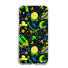 Чехол для iPhone XS Max матовый с принтом НЛО в городе Новоалтайск, Силикон | Область печати: задняя сторона чехла, без боковых панелей | Тематика изображения на принте: aliens | patterns | rockets | space | texture | инопланетяни | космос | ракеты | текстура | узоры