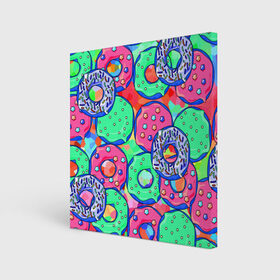 Холст квадратный с принтом Donuts в городе Новоалтайск, 100% ПВХ |  | colorful | donuts | patterns | sweet | texture | пончики | разноцветный | сладкое | текстура | узоры