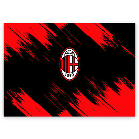 Поздравительная открытка с принтом AC MILAN. в городе Новоалтайск, 100% бумага | плотность бумаги 280 г/м2, матовая, на обратной стороне линовка и место для марки
 | fc | football | football club | milan | sport | милан | спорт | спортивные | униформа | фирменные цвета | фк | футбол | футбольный клуб
