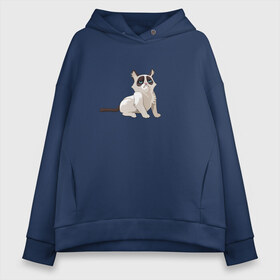 Женское худи Oversize хлопок с принтом grumpy kitty в городе Новоалтайск, френч-терри — 70% хлопок, 30% полиэстер. Мягкий теплый начес внутри —100% хлопок | боковые карманы, эластичные манжеты и нижняя кромка, капюшон на магнитной кнопке | animal | cat | grumpy kitty | kitten | sad | грустный | животное | кот | котёнок