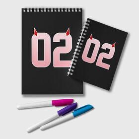 Блокнот с принтом ZeroTwo (Darling in the Franx) в городе Новоалтайск, 100% бумага | 48 листов, плотность листов — 60 г/м2, плотность картонной обложки — 250 г/м2. Листы скреплены удобной пружинной спиралью. Цвет линий — светло-серый
 | 002 | 02 | ahegao | anime | darling | franx | franxx | girl | girls | in | senpai | the | two | waifu | zero | zerotwo | аниме | ахегао | вайфу | девушка | семпай | сенпай | тян
