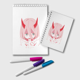 Блокнот с принтом ZeroTwo (Darling in the Franx) в городе Новоалтайск, 100% бумага | 48 листов, плотность листов — 60 г/м2, плотность картонной обложки — 250 г/м2. Листы скреплены удобной пружинной спиралью. Цвет линий — светло-серый
 | 002 | 02 | ahegao | anime | darling | franx | franxx | girl | girls | in | senpai | the | two | waifu | zero | zerotwo | аниме | ахегао | вайфу | девушка | семпай | сенпай | тян