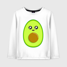 Детский лонгслив хлопок с принтом Avocado Kawaii в городе Новоалтайск, 100% хлопок | круглый вырез горловины, полуприлегающий силуэт, длина до линии бедер | avocado | avokado | kawai | kawaii | авакадо | авокадо | каваи | кавай | кавайи | кавайный | милые создания | мимими | мимишный | овокадо | персея | растения | рисунок | фрукт | фрукты