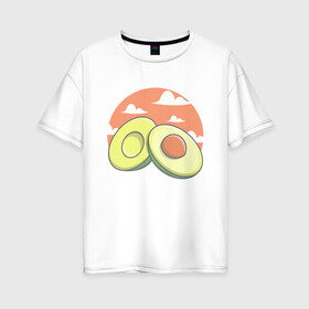 Женская футболка хлопок Oversize с принтом Avocado в городе Новоалтайск, 100% хлопок | свободный крой, круглый ворот, спущенный рукав, длина до линии бедер
 | avocado | avokado | kawai | kawaii | авакадо | авокадо | каваи | кавай | кавайи | кавайный | милые создания | мимими | мимишный | облака | облако | овокадо | персея | растения | рисунок | фрукт | фрукты