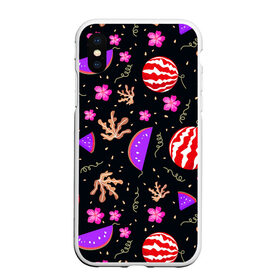 Чехол для iPhone XS Max матовый с принтом Watermelons в городе Новоалтайск, Силикон | Область печати: задняя сторона чехла, без боковых панелей | Тематика изображения на принте: berries | pattern | patterns | red watermelon | watermelons | арбузы | красный арбуз | паттерн | узоры | ягоды