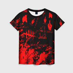 Женская футболка 3D с принтом Dead by Daylight. в городе Новоалтайск, 100% полиэфир ( синтетическое хлопкоподобное полотно) | прямой крой, круглый вырез горловины, длина до линии бедер | dbd | dead by daylight | esport | games | survival horror | дбд | дед бай дейлайт | игроки | игролюбители | игроманы | игры | киберспорт | мертвы к рассвету