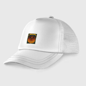 Детская кепка тракер с принтом Metallica 1-70 в городе Новоалтайск, Козырек - 100% хлопок. Кепка - 100% полиэстер, Задняя часть - сетка | универсальный размер, пластиковая застёжка | music | rock | гитара | коллектив | музыка | рок