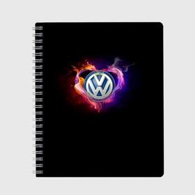 Тетрадь с принтом Volkswagen в городе Новоалтайск, 100% бумага | 48 листов, плотность листов — 60 г/м2, плотность картонной обложки — 250 г/м2. Листы скреплены сбоку удобной пружинной спиралью. Уголки страниц и обложки скругленные. Цвет линий — светло-серый
 | Тематика изображения на принте: love vw | volkswagen | vw | vw в сердце | vw значок | vw лого | vw марка | vw эмблема | wv | горящее сердце | значок vw | значок фольксваген | лого автомобиля | лого вольцваген | логотип vw | люблю vw | люблю фольксваген