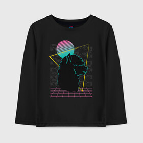 Детский лонгслив хлопок с принтом Vaporwave Alpaca в городе Новоалтайск, 100% хлопок | круглый вырез горловины, полуприлегающий силуэт, длина до линии бедер | 80s | 80е | 90s | 90е | cute | gradient | retro | retrowave | style | sun | альпака | вапорвейв | вейпорвейв | геометрия | градиент | дым | животное | животные | лама | мех | милая | овечка | овца | паровая волна | прикол | ретро