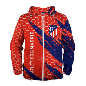 Мужская ветровка 3D с принтом ATLETICO MADRID. в городе Новоалтайск, 100% полиэстер | подол и капюшон оформлены резинкой с фиксаторами, два кармана без застежек по бокам, один потайной карман на груди | 