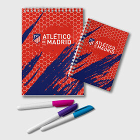 Блокнот с принтом ATLETICO MADRID. в городе Новоалтайск, 100% бумага | 48 листов, плотность листов — 60 г/м2, плотность картонной обложки — 250 г/м2. Листы скреплены удобной пружинной спиралью. Цвет линий — светло-серый
 | Тематика изображения на принте: 