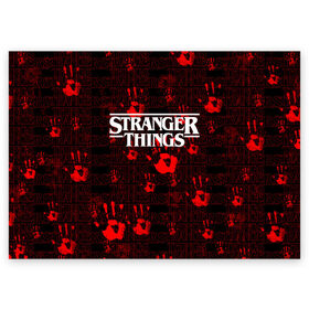 Поздравительная открытка с принтом Stranger Things. в городе Новоалтайск, 100% бумага | плотность бумаги 280 г/м2, матовая, на обратной стороне линовка и место для марки
 | normal people scare me | stranger things | детектив | драма | кино | очень странные дела | сериалы | странгер тхингс | триллер | уилл | фантастика | фильмы | хоукинс