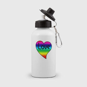 Бутылка спортивная с принтом Rainbow Love в городе Новоалтайск, металл | емкость — 500 мл, в комплекте две пластиковые крышки и карабин для крепления | Тематика изображения на принте: heart | love is | love you | valentines day | бабушка | валентинка | влюбленные | девушке | жена | лучшая | любимая | люблю | любовь | мама | молодожены | подарок | радуга | радужный | романтика | свадебные | свадьба