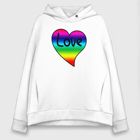Женское худи Oversize хлопок с принтом Rainbow Love в городе Новоалтайск, френч-терри — 70% хлопок, 30% полиэстер. Мягкий теплый начес внутри —100% хлопок | боковые карманы, эластичные манжеты и нижняя кромка, капюшон на магнитной кнопке | heart | love is | love you | valentines day | бабушка | валентинка | влюбленные | девушке | жена | лучшая | любимая | люблю | любовь | мама | молодожены | подарок | радуга | радужный | романтика | свадебные | свадьба