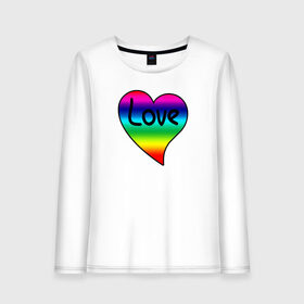 Женский лонгслив хлопок с принтом Rainbow Love в городе Новоалтайск, 100% хлопок |  | heart | love is | love you | valentines day | бабушка | валентинка | влюбленные | девушке | жена | лучшая | любимая | люблю | любовь | мама | молодожены | подарок | радуга | радужный | романтика | свадебные | свадьба