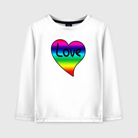 Детский лонгслив хлопок с принтом Rainbow Love в городе Новоалтайск, 100% хлопок | круглый вырез горловины, полуприлегающий силуэт, длина до линии бедер | heart | love is | love you | valentines day | бабушка | валентинка | влюбленные | девушке | жена | лучшая | любимая | люблю | любовь | мама | молодожены | подарок | радуга | радужный | романтика | свадебные | свадьба