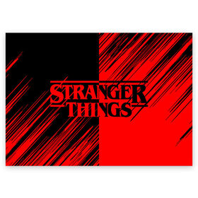 Поздравительная открытка с принтом Stranger Things. в городе Новоалтайск, 100% бумага | плотность бумаги 280 г/м2, матовая, на обратной стороне линовка и место для марки
 | normal people scare me | stranger things | детектив | драма | кино | очень странные дела | сериалы | странгер тхингс | триллер | уилл | фантастика | фильмы | хоукинс