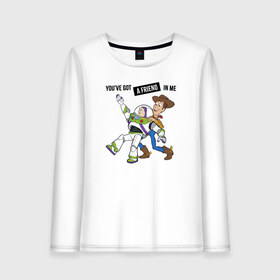 Женский лонгслив хлопок с принтом Youve got a friend in me в городе Новоалтайск, 100% хлопок |  | buzz lightyear | disney | pixar | toy story | vdkimel | woody | базз лайтер | вуди | дисней | история игрушек | пиксар
