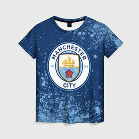 Женская футболка 3D с принтом MANCHESTER CITY Манчестер Сити в городе Новоалтайск, 100% полиэфир ( синтетическое хлопкоподобное полотно) | прямой крой, круглый вырез горловины, длина до линии бедер | city | club | footbal | logo | manchester | знак | клуб | логотип | логотипы | манчестер | символ | символы | сити | форма | футбол | футбольная | футбольный
