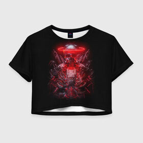 Женская футболка Crop-top 3D с принтом Digital Skeleton | 1.1 в городе Новоалтайск, 100% полиэстер | круглая горловина, длина футболки до линии талии, рукава с отворотами | cool | cyborg | decoration | fashion | fear | ghost | halloween | head | horror | robot | skeleton | skull | technology | голова | киборг | круто | мода | призрак | робот | скелет | технологии | ужас | украшение | хеллоуин | череп