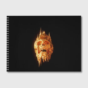 Альбом для рисования с принтом Golden Skull в городе Новоалтайск, 100% бумага
 | матовая бумага, плотность 200 мг. | Тематика изображения на принте: cool | cyborg | decoration | fashion | fear | ghost | haloween | head | horror | robot | skeleton | skull | technology | голова | киборг | круто | мода | призрак | робот | скелет | технологии | ужас | украшение | хеллоуин | череп