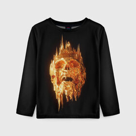 Детский лонгслив 3D с принтом Golden Skull в городе Новоалтайск, 100% полиэстер | длинные рукава, круглый вырез горловины, полуприлегающий силуэт
 | cool | cyborg | decoration | fashion | fear | ghost | haloween | head | horror | robot | skeleton | skull | technology | голова | киборг | круто | мода | призрак | робот | скелет | технологии | ужас | украшение | хеллоуин | череп