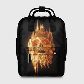 Женский рюкзак 3D с принтом Golden Skull в городе Новоалтайск, 100% полиэстер | лямки с регулируемой длиной, сверху ручки, чтобы рюкзак нести как сумку. Основное отделение закрывается на молнию, как и внешний карман. Внутри два дополнительных кармана, один из которых закрывается на молнию. По бокам два дополнительных кармашка, куда поместится маленькая бутылочка
 | cool | cyborg | decoration | fashion | fear | ghost | haloween | head | horror | robot | skeleton | skull | technology | голова | киборг | круто | мода | призрак | робот | скелет | технологии | ужас | украшение | хеллоуин | череп