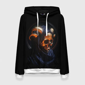Женская толстовка 3D с принтом Golden skull | 1.1 в городе Новоалтайск, 100% полиэстер  | двухслойный капюшон со шнурком для регулировки, мягкие манжеты на рукавах и по низу толстовки, спереди карман-кенгуру с мягким внутренним слоем. | cool | cyborg | decoration | fashion | fear | ghost | halloween | head | horror | robot | skeleton | skull | technology | голова | киборг | круто | мода | призрак | робот | скелет | технологии | ужас | украшение | хеллоуин | череп