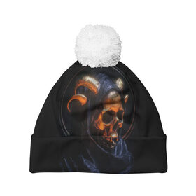 Шапка 3D c помпоном с принтом Golden skull | 1.1 в городе Новоалтайск, 100% полиэстер | универсальный размер, печать по всей поверхности изделия | cool | cyborg | decoration | fashion | fear | ghost | halloween | head | horror | robot | skeleton | skull | technology | голова | киборг | круто | мода | призрак | робот | скелет | технологии | ужас | украшение | хеллоуин | череп