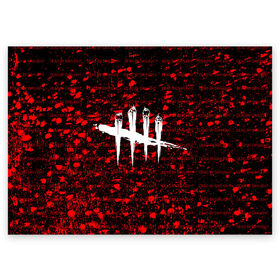 Поздравительная открытка с принтом Dead by Daylight. в городе Новоалтайск, 100% бумага | плотность бумаги 280 г/м2, матовая, на обратной стороне линовка и место для марки
 | dbd | dead by daylight | esport | games | survival horror | дбд | дед бай дейлайт | игроки | игролюбители | игроманы | игры | киберспорт | мертвы к рассвету