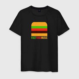 Мужская футболка хлопок с принтом Fast Food Music в городе Новоалтайск, 100% хлопок | прямой крой, круглый вырез горловины, длина до линии бедер, слегка спущенное плечо. | drill | fast | ffm | food | music | rap | trap | мьюзик | русский | рэп | фаст | фуд