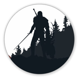 Коврик для мышки круглый с принтом The Witcher, Wild Hunt, Геральд, Ведьмак. в городе Новоалтайск, резина и полиэстер | круглая форма, изображение наносится на всю лицевую часть | the witcher | wild hunt | ведьмак. | геральд
