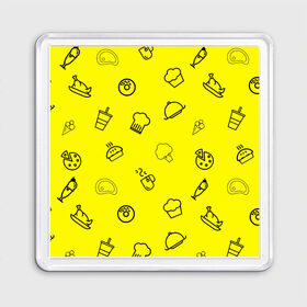 Магнит 55*55 с принтом Мастер кулинарии в городе Новоалтайск, Пластик | Размер: 65*65 мм; Размер печати: 55*55 мм | cooking | броколе | вектор | кофе | кулинария | мороженое | сыр