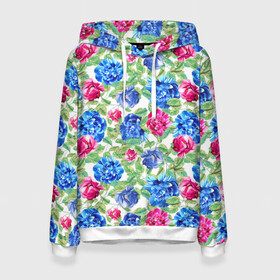 Женская толстовка 3D с принтом Floral Pattern в городе Новоалтайск, 100% полиэстер  | двухслойный капюшон со шнурком для регулировки, мягкие манжеты на рукавах и по низу толстовки, спереди карман-кенгуру с мягким внутренним слоем. | floral | floral pattern | flower | flowers | flowers pattern | pattern | листья | патерн | паттерн | рисунок | цветки | цветочки | цветочная клумба | цветочный паттерн | цветы | цветы фон