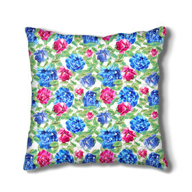 Подушка 3D с принтом Floral Pattern в городе Новоалтайск, наволочка – 100% полиэстер, наполнитель – холлофайбер (легкий наполнитель, не вызывает аллергию). | состоит из подушки и наволочки. Наволочка на молнии, легко снимается для стирки | floral | floral pattern | flower | flowers | flowers pattern | pattern | листья | патерн | паттерн | рисунок | цветки | цветочки | цветочная клумба | цветочный паттерн | цветы | цветы фон