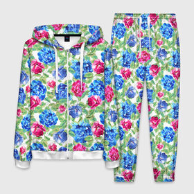 Мужской костюм 3D с принтом Floral Pattern в городе Новоалтайск, 100% полиэстер | Манжеты и пояс оформлены тканевой резинкой, двухслойный капюшон со шнурком для регулировки, карманы спереди | floral | floral pattern | flower | flowers | flowers pattern | pattern | листья | патерн | паттерн | рисунок | цветки | цветочки | цветочная клумба | цветочный паттерн | цветы | цветы фон