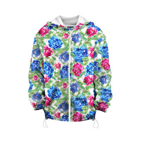 Детская куртка 3D с принтом Floral Pattern в городе Новоалтайск, 100% полиэстер | застежка — молния, подол и капюшон оформлены резинкой с фиксаторами, по бокам — два кармана без застежек, один потайной карман на груди, плотность верхнего слоя — 90 г/м2; плотность флисового подклада — 260 г/м2 | floral | floral pattern | flower | flowers | flowers pattern | pattern | листья | патерн | паттерн | рисунок | цветки | цветочки | цветочная клумба | цветочный паттерн | цветы | цветы фон