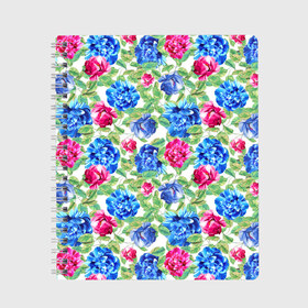 Тетрадь с принтом Floral Pattern в городе Новоалтайск, 100% бумага | 48 листов, плотность листов — 60 г/м2, плотность картонной обложки — 250 г/м2. Листы скреплены сбоку удобной пружинной спиралью. Уголки страниц и обложки скругленные. Цвет линий — светло-серый
 | floral | floral pattern | flower | flowers | flowers pattern | pattern | листья | патерн | паттерн | рисунок | цветки | цветочки | цветочная клумба | цветочный паттерн | цветы | цветы фон