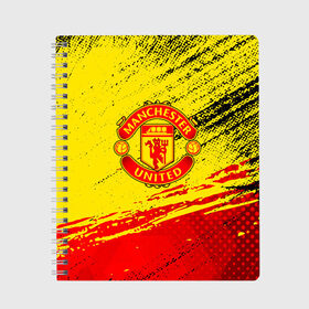 Тетрадь с принтом MANCHESTER UNITED. в городе Новоалтайск, 100% бумага | 48 листов, плотность листов — 60 г/м2, плотность картонной обложки — 250 г/м2. Листы скреплены сбоку удобной пружинной спиралью. Уголки страниц и обложки скругленные. Цвет линий — светло-серый
 | Тематика изображения на принте: fc | fcmu | football | football club | manchester united | red devils | sport | красные дьяволы | манчестер юнайтед | спорт | фк | фкмю | футбол | футбольный клуб