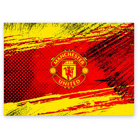 Поздравительная открытка с принтом MANCHESTER UNITED. в городе Новоалтайск, 100% бумага | плотность бумаги 280 г/м2, матовая, на обратной стороне линовка и место для марки
 | Тематика изображения на принте: fc | fcmu | football | football club | manchester united | red devils | sport | красные дьяволы | манчестер юнайтед | спорт | фк | фкмю | футбол | футбольный клуб