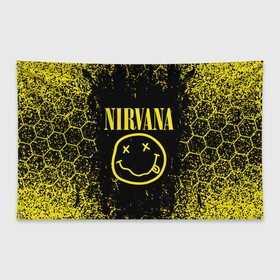 Флаг-баннер с принтом Nirvana в городе Новоалтайск, 100% полиэстер | размер 67 х 109 см, плотность ткани — 95 г/м2; по краям флага есть четыре люверса для крепления | 