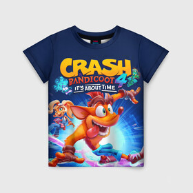 Детская футболка 3D с принтом Crash Bandicoot в городе Новоалтайск, 100% гипоаллергенный полиэфир | прямой крой, круглый вырез горловины, длина до линии бедер, чуть спущенное плечо, ткань немного тянется | aku aku | crash bandicoot | бандикут | игры | крэш бандикут