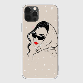 Чехол для iPhone 12 Pro Max с принтом Модная девушка в очках в городе Новоалтайск, Силикон |  | Тематика изображения на принте: беж | брюнетка | гламур | девушка | красота | лицо | мода | очки | помада