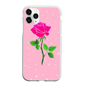Чехол для iPhone 11 Pro матовый с принтом Роза на розовом в городе Новоалтайск, Силикон |  | женственно | красота | роза | розовый | снежинки | фуксия | цветок | шик